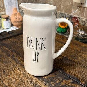 Rae Dunn “Drink Up” Ceramic Pitcher with Handle